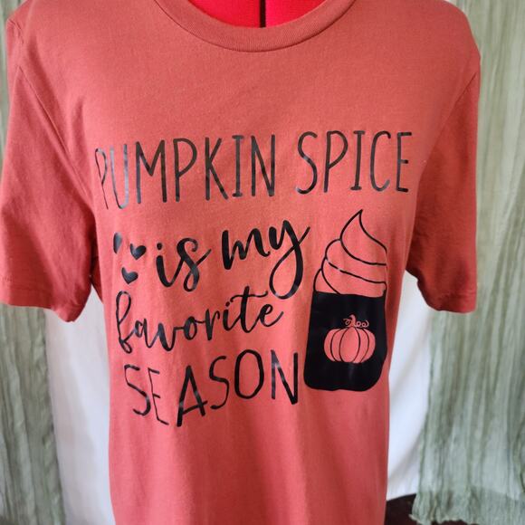 Canvas Burnt Orange Brown Short Sleeves Crew Neck Knit Shirt Fall Graphic Size L - Picture 2 of 6